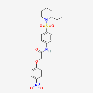 molecular formula C21H25N3O6S B2532184 N-{4-[(2-乙基哌啶-1-基)磺酰基]苯基}-2-(4-硝基苯氧基)乙酰胺 CAS No. 608492-84-8