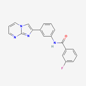 molecular formula C19H13FN4O B2532203 3-fluoro-N-(3-(imidazo[1,2-a]pyrimidin-2-yl)phenyl)benzamide CAS No. 863020-20-6