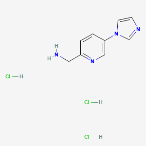 molecular formula C9H13Cl3N4 B2532207 (5-Imidazol-1-ylpyridin-2-yl)methanamine;trihydrochloride CAS No. 2445794-38-5