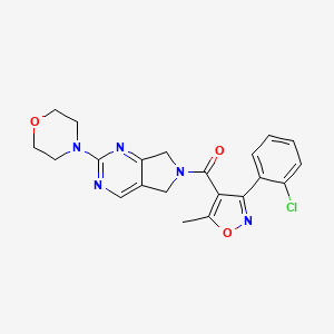 molecular formula C21H20ClN5O3 B2532208 (3-(2-chlorophenyl)-5-methylisoxazol-4-yl)(2-morpholino-5H-pyrrolo[3,4-d]pyrimidin-6(7H)-yl)methanone CAS No. 2034370-07-3