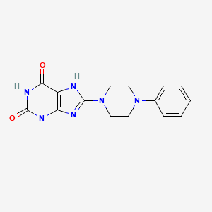 molecular formula C16H18N6O2 B2532211 3-methyl-8-(4-phenylpiperazin-1-yl)-7H-purine-2,6-dione CAS No. 476482-37-8