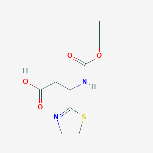 molecular formula C11H16N2O4S B2532212 3-([(Tert-butoxy)carbonyl]amino)-3-(1,3-thiazol-2-YL)propanoic acid CAS No. 1696030-41-7