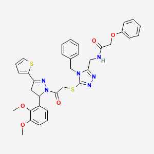 molecular formula C35H34N6O5S2 B2532215 N-((4-benzyl-5-((2-(5-(2,3-dimethoxyphenyl)-3-(thiophen-2-yl)-4,5-dihydro-1H-pyrazol-1-yl)-2-oxoethyl)thio)-4H-1,2,4-triazol-3-yl)methyl)-2-phenoxyacetamide CAS No. 393783-46-5