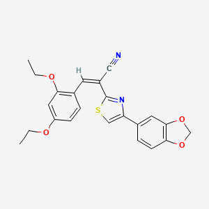 molecular formula C23H20N2O4S B2532295 (Z)-2-(4-(benzo[d][1,3]dioxol-5-yl)thiazol-2-yl)-3-(2,4-diethoxyphenyl)acrylonitrile CAS No. 372507-08-9