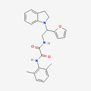 molecular formula C24H25N3O3 B2532296 N1-(2,6-二甲苯甲酰基)-N2-(2-(呋喃-2-基)-2-(吲哚啉-1-基)乙基)草酰胺 CAS No. 898416-44-9