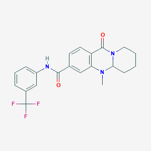 molecular formula C21H20F3N3O2 B2532301 5-methyl-11-oxo-N-[3-(trifluoromethyl)phenyl]-5,6,7,8,9,11-hexahydro-5aH-pyrido[2,1-b]quinazoline-3-carboxamide CAS No. 1574605-57-4