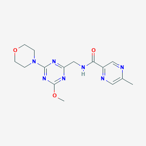 molecular formula C15H19N7O3 B2532309 N-((4-methoxy-6-morpholino-1,3,5-triazin-2-yl)methyl)-5-methylpyrazine-2-carboxamide CAS No. 2034426-04-3