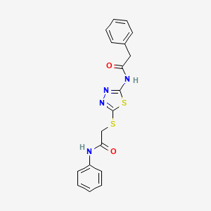 molecular formula C18H16N4O2S2 B2532311 N-(5-((2-oxo-2-(phenylamino)ethyl)thio)-1,3,4-thiadiazol-2-yl)-2-phenylacetamide CAS No. 392290-71-0