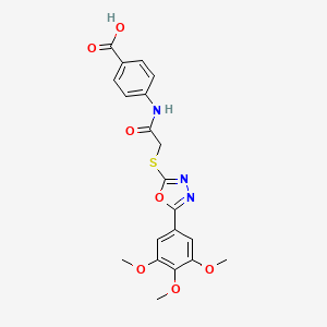 molecular formula C20H19N3O7S B2532318 4-(2-{[5-(3,4,5-Trimethoxyphenyl)-1,3,4-oxadiazol-2-yl]sulfanyl}acetamido)benzoic acid CAS No. 728907-98-0