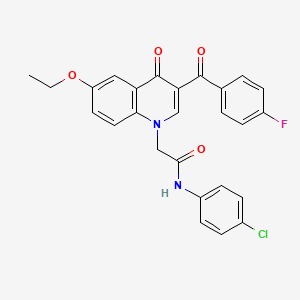 molecular formula C26H20ClFN2O4 B2532320 N-(4-chlorophenyl)-2-(6-ethoxy-3-(4-fluorobenzoyl)-4-oxoquinolin-1(4H)-yl)acetamide CAS No. 895653-56-2