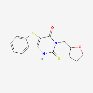 molecular formula C15H14N2O2S2 B2532330 3-(oxolan-2-ylmethyl)-2-sulfanylidene-1H-[1]benzothiolo[3,2-d]pyrimidin-4-one CAS No. 852453-89-5