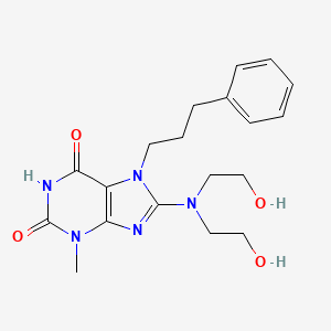 molecular formula C19H25N5O4 B2532336 8-(bis(2-hydroxyethyl)amino)-3-methyl-7-(3-phenylpropyl)-1H-purine-2,6(3H,7H)-dione CAS No. 377055-36-2