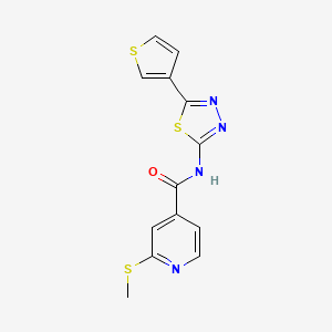 molecular formula C13H10N4OS3 B2532337 2-(methylsulfanyl)-N-[5-(thiophen-3-yl)-1,3,4-thiadiazol-2-yl]pyridine-4-carboxamide CAS No. 1311715-94-2