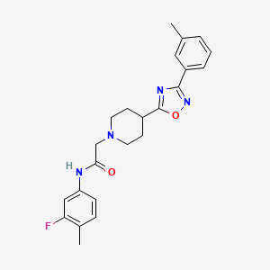 molecular formula C23H25FN4O2 B2532338 N-(3-fluoro-4-methylphenyl)-2-(4-(3-(m-tolyl)-1,2,4-oxadiazol-5-yl)piperidin-1-yl)acetamide CAS No. 1251635-81-0