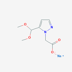 molecular formula C8H11N2NaO4 B2532340 Sodium;2-[5-(dimethoxymethyl)pyrazol-1-yl]acetate CAS No. 2413886-04-9