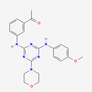 molecular formula C22H24N6O3 B2532347 1-(3-((4-((4-Methoxyphenyl)amino)-6-morpholino-1,3,5-triazin-2-yl)amino)phenyl)ethanone CAS No. 898617-74-8