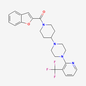 molecular formula C24H25F3N4O2 B2532349 Benzofuran-2-yl(4-(4-(3-(trifluoromethyl)pyridin-2-yl)piperazin-1-yl)piperidin-1-yl)methanone CAS No. 2034321-79-2