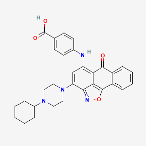 molecular formula C31H30N4O4 B2532365 4-((3-(4-cyclohexylpiperazin-1-yl)-6-oxo-6H-anthra[1,9-cd]isoxazol-5-yl)amino)benzoic acid CAS No. 892242-64-7