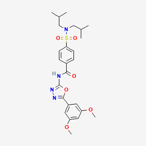 molecular formula C25H32N4O6S B2532366 4-[bis(2-methylpropyl)sulfamoyl]-N-[5-(3,5-dimethoxyphenyl)-1,3,4-oxadiazol-2-yl]benzamide CAS No. 533870-69-8