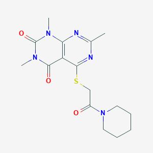 molecular formula C16H21N5O3S B2532369 1,3,7-Trimethyl-5-(2-oxo-2-piperidin-1-ylethyl)sulfanylpyrimido[4,5-d]pyrimidine-2,4-dione CAS No. 852167-87-4