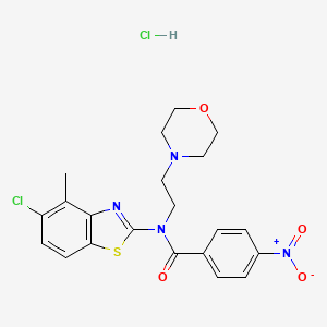 molecular formula C21H22Cl2N4O4S B2532372 盐酸N-(5-氯-4-甲基苯并[d]噻唑-2-基)-N-(2-吗啉乙基)-4-硝基苯甲酰胺 CAS No. 1215768-06-1