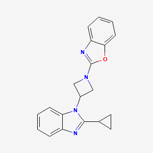 molecular formula C20H18N4O B2532400 2-[3-(2-Cyclopropylbenzimidazol-1-yl)azetidin-1-yl]-1,3-benzoxazole CAS No. 2380192-04-9