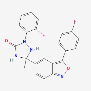 molecular formula C22H16F2N4O2 B2532412 2-(2-Fluorophenyl)-5-[3-(4-fluorophenyl)-2,1-benzoxazol-5-yl]-5-methyl-1,2,4-triazolidin-3-one CAS No. 321433-43-6