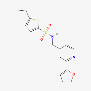 molecular formula C16H16N2O3S2 B2532435 5-ethyl-N-((2-(furan-2-yl)pyridin-4-yl)methyl)thiophene-2-sulfonamide CAS No. 2034440-53-2