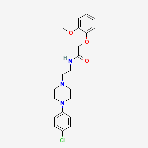 molecular formula C21H26ClN3O3 B2532439 N-(2-(4-(4-chlorophenyl)piperazin-1-yl)ethyl)-2-(2-methoxyphenoxy)acetamide CAS No. 1049471-73-9