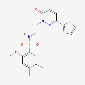 molecular formula C19H21N3O4S2 B2532447 2-methoxy-4,5-dimethyl-N-(2-(6-oxo-3-(thiophen-2-yl)pyridazin-1(6H)-yl)ethyl)benzenesulfonamide CAS No. 946240-07-9