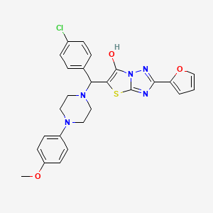 molecular formula C26H24ClN5O3S B2532451 5-((4-Chlorophenyl)(4-(4-methoxyphenyl)piperazin-1-yl)methyl)-2-(furan-2-yl)thiazolo[3,2-b][1,2,4]triazol-6-ol CAS No. 887220-71-5