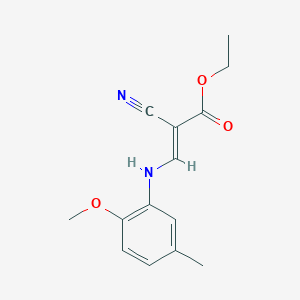 molecular formula C14H16N2O3 B2532456 Ethyl 2-cyano-3-[(2-methoxy-5-methylphenyl)amino]prop-2-enoate CAS No. 1181486-44-1