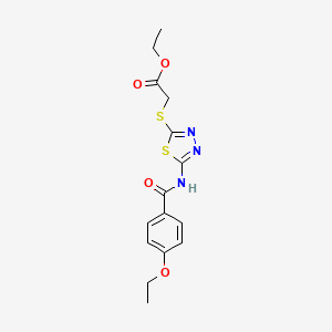 molecular formula C15H17N3O4S2 B2532460 2-((5-(4-乙氧基苯甲酰胺)-1,3,4-噻二唑-2-基)硫代)乙酸乙酯 CAS No. 392318-32-0