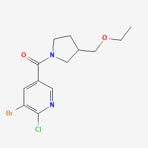 molecular formula C13H16BrClN2O2 B2532468 3-Bromo-2-chloro-5-[3-(ethoxymethyl)pyrrolidine-1-carbonyl]pyridine CAS No. 2094394-43-9