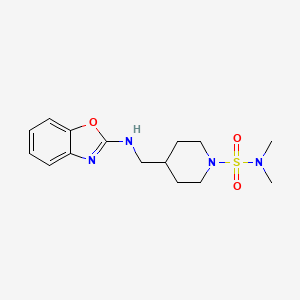 molecular formula C15H22N4O3S B2532477 4-[(1,3-Benzoxazol-2-ylamino)methyl]-N,N-dimethylpiperidine-1-sulfonamide CAS No. 2380032-99-3