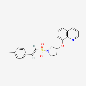 molecular formula C22H22N2O3S B2532478 (E)-8-((1-((4-methylstyryl)sulfonyl)pyrrolidin-3-yl)oxy)quinoline CAS No. 2035000-55-4