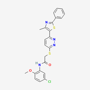 molecular formula C23H19ClN4O2S2 B2532484 N-(5-chloro-2-methoxyphenyl)-2-((6-(4-methyl-2-phenylthiazol-5-yl)pyridazin-3-yl)thio)acetamide CAS No. 892417-21-9