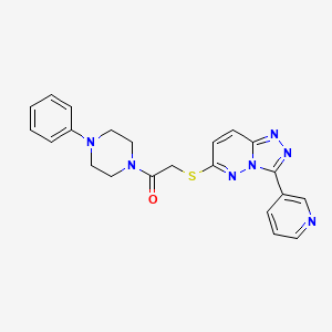 molecular formula C22H21N7OS B2532486 1-(4-Phenylpiperazin-1-yl)-2-((3-(pyridin-3-yl)-[1,2,4]triazolo[4,3-b]pyridazin-6-yl)thio)ethanone CAS No. 868968-38-1