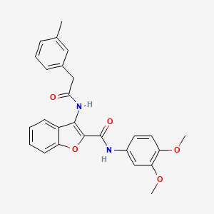 molecular formula C26H24N2O5 B2532508 N-(3,4-dimethoxyphenyl)-3-(2-(m-tolyl)acetamido)benzofuran-2-carboxamide CAS No. 888454-64-6