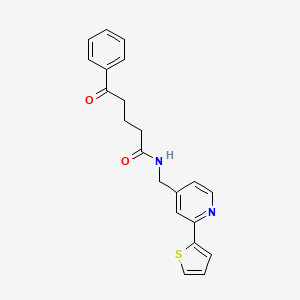 molecular formula C21H20N2O2S B2532519 5-oxo-5-phenyl-N-((2-(thiophen-2-yl)pyridin-4-yl)methyl)pentanamide CAS No. 2034346-64-8