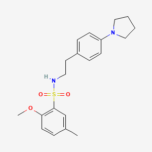 molecular formula C20H26N2O3S B2532524 2-methoxy-5-methyl-N-(4-(pyrrolidin-1-yl)phenethyl)benzenesulfonamide CAS No. 954054-11-6