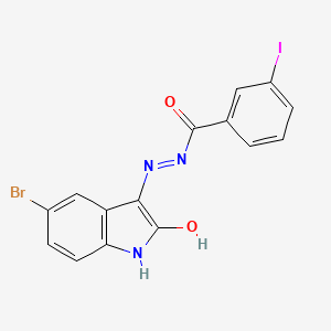 molecular formula C15H9BrIN3O2 B2532526 (Z)-N'-(5-溴-2-氧代吲哚-3-亚烯基)-3-碘苯甲酰肼 CAS No. 324777-48-2
