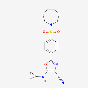 2-(4-(Azepan-1-ylsulfonyl)phenyl)-5-(cyclopropylamino)oxazole-4-carbonitrile