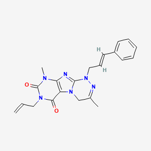 molecular formula C21H22N6O2 B2532554 7-alil-1-cinamilo-3,9-dimetil-1,4-dihidro-[1,2,4]triazino[3,4-f]purina-6,8(7H,9H)-diona CAS No. 919026-21-4