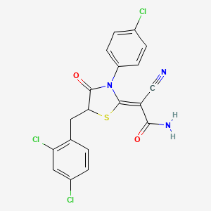 (Z)-2-(3-(4-chlorophenyl)-5-(2,4-dichlorobenzyl)-4-oxothiazolidin-2-ylidene)-2-cyanoacetamide