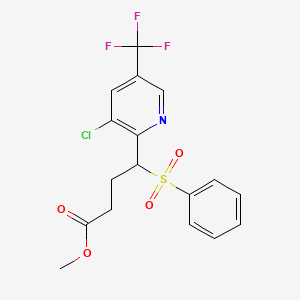 molecular formula C17H15ClF3NO4S B2532566 4-(苯磺酰基)-4-[3-氯-5-(三氟甲基)吡啶-2-基]丁酸甲酯 CAS No. 338406-82-9