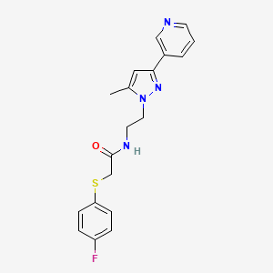 2-((4-fluorophenyl)thio)-N-(2-(5-methyl-3-(pyridin-3-yl)-1H-pyrazol-1-yl)ethyl)acetamide