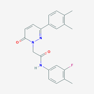 molecular formula C21H20FN3O2 B2532573 2-[3-(3,4-dimethylphenyl)-6-oxopyridazin-1-yl]-N-(3-fluoro-4-methylphenyl)acetamide CAS No. 922979-48-4