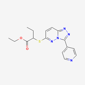 molecular formula C16H17N5O2S B2532578 2-(3-(ピリジン-4-イル)-[1,2,4]トリアゾロ[4,3-b]ピリダジン-6-イル)チオ)ブタン酸エチル CAS No. 868970-37-0