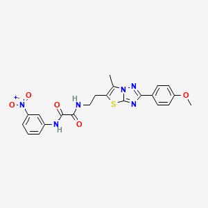 molecular formula C22H20N6O5S B2532580 N1-(2-(2-(4-methoxyphenyl)-6-methylthiazolo[3,2-b][1,2,4]triazol-5-yl)ethyl)-N2-(3-nitrophenyl)oxalamide CAS No. 896322-41-1
